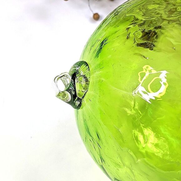 Crate&Barrel Lime Green Blown Glass Ball Ornament - Picture 3 of 6